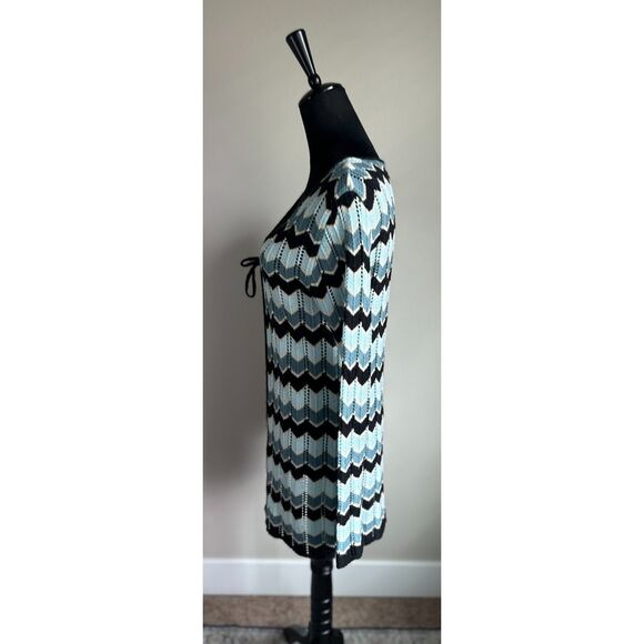 Vintage MKM Women's Chevron Knit Long Sleeve Mid Length Cardigan Sweater Size L - Picture 5 of 8